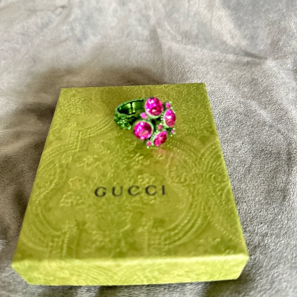 Gucci Green and Pink Gemstone Ring - Picture 2 of 6